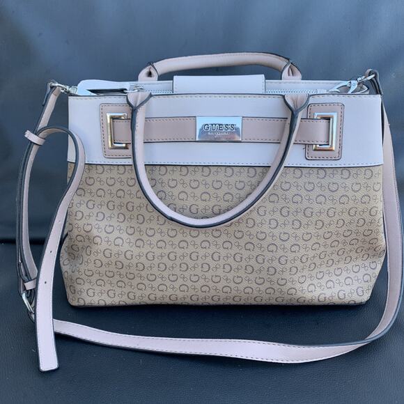 Guess Handbags - Guess Logo Bag Beige And Brown